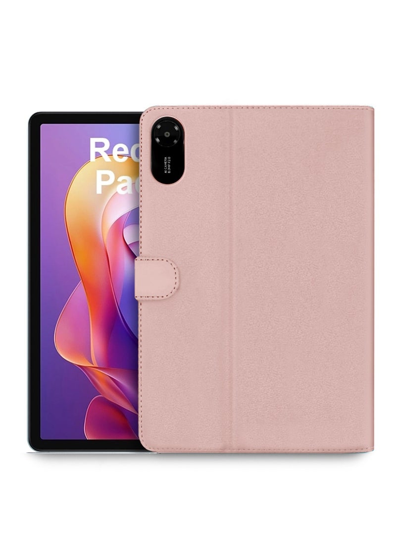 OMAKER Xiaomi Redmi Pad 2 4G 2025 (11.0 inches) OMAKER PU Leather Magnetic Closure Flip Case Cover (TCFPSR) - Rose Gold - Image 1